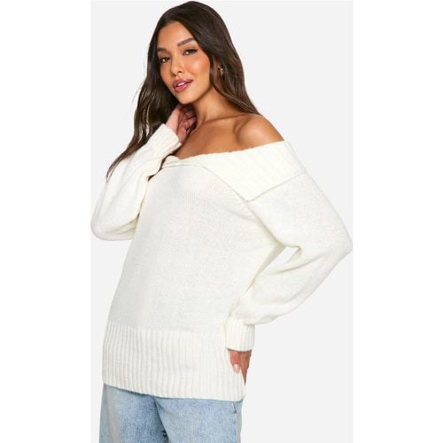 Jersey Oversize De Punto Con Escote Bardot Y Cuello - boohoo - Modalova