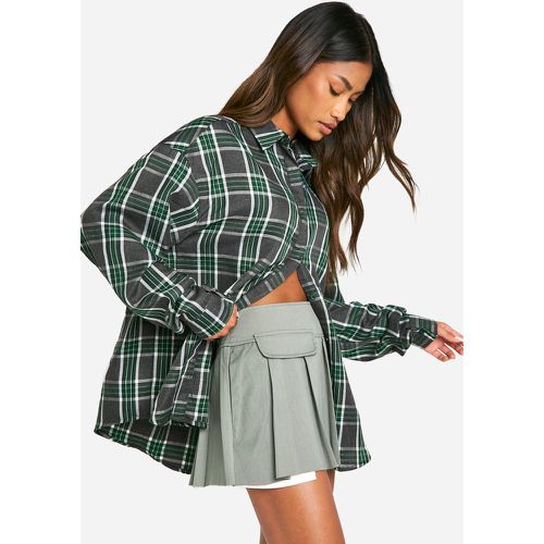 Camisa Oversize De Cuadros, Verde - boohoo - Modalova