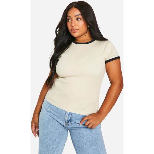 T-shirt Plus Size da casa a maniche corte con bordi a contrasto - boohoo - Modalova