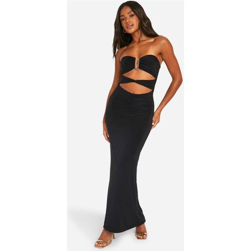 Vestito maxi a fascia con cut-out e finiture color oro - boohoo - Modalova