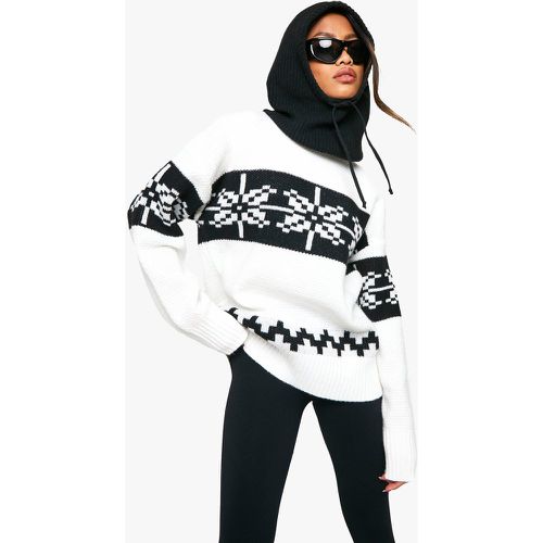 Maglione oversize in maglia Premium a collo alto con motivi Fairisle - boohoo - Modalova