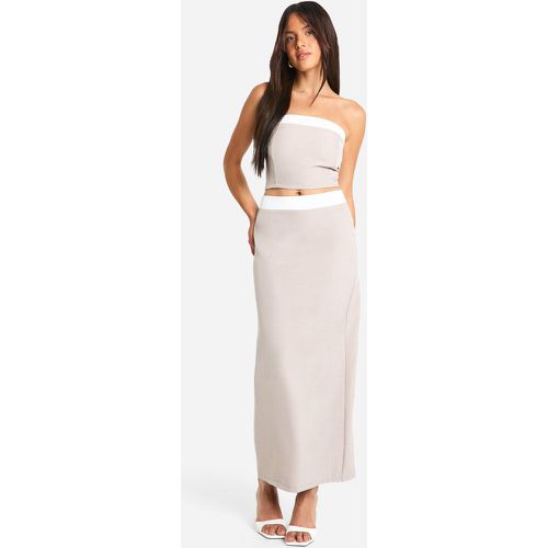 Falda Maxi Efecto Lino Texturizada - boohoo - Modalova