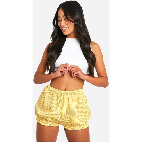 Gingham Puffball Mini Short, Giallo - boohoo - Modalova