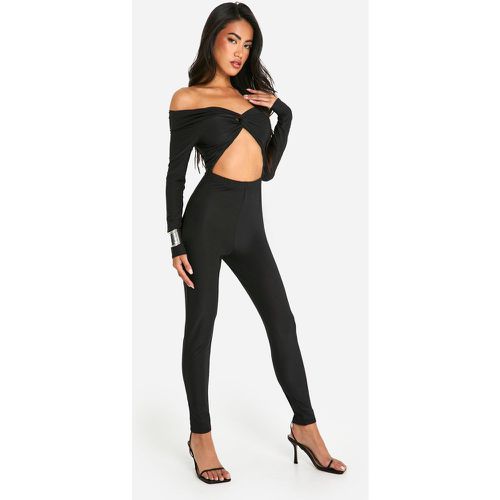 Tuta intera sagomata a maniche lunghe stile Disco con cut-out - boohoo - Modalova