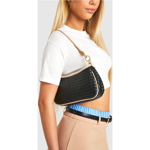 Woven Shoulder Bag, Nero - boohoo - Modalova
