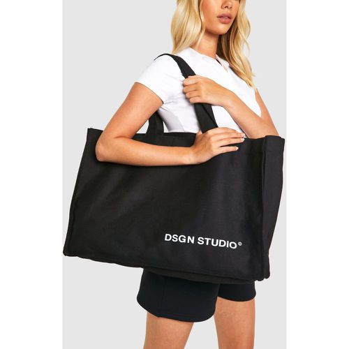 Bolso Tote Oversize De Lona Con Detalle De Eslogan - boohoo - Modalova