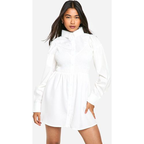 Vestito camicia in cotone increspato - boohoo - Modalova