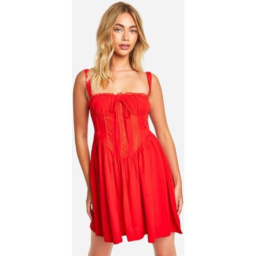 Vestido Holgado Estilo Corsé De Encaje - boohoo - Modalova