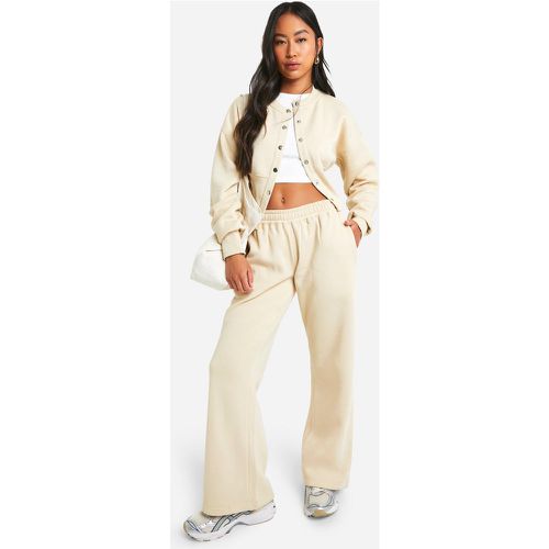 Popper Detail Deep Hem Bomber Sweatshirt Tracksuit - boohoo - Modalova