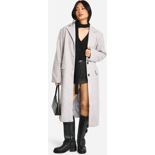 Cappotto lungo Petite effetto lana - boohoo - Modalova