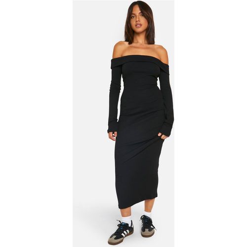 Vestito maxi Basic a coste con scollo Bardot - boohoo - Modalova