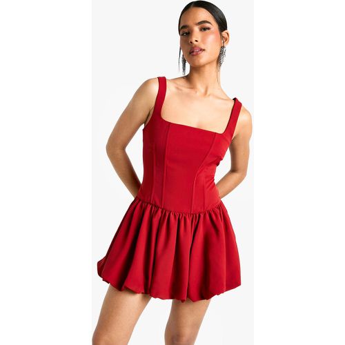 Vestido Mini Con Tiras Cruzadas Y Bajo De Burbuja - boohoo - Modalova