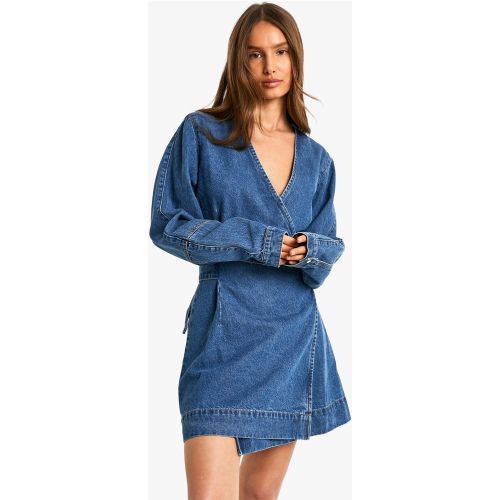 Vestito scaldacuore in denim con cintura - boohoo - Modalova