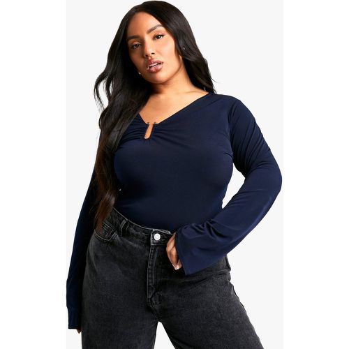 Body Plus Size in Stretch asimmetrico con finiture - boohoo - Modalova