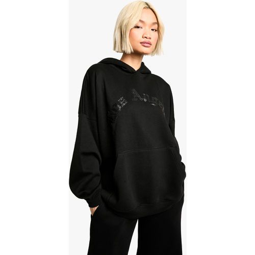 Sudadera Oversize De Cuero Sintético Con Capucha Y Apliques Los Angeles - boohoo - Modalova