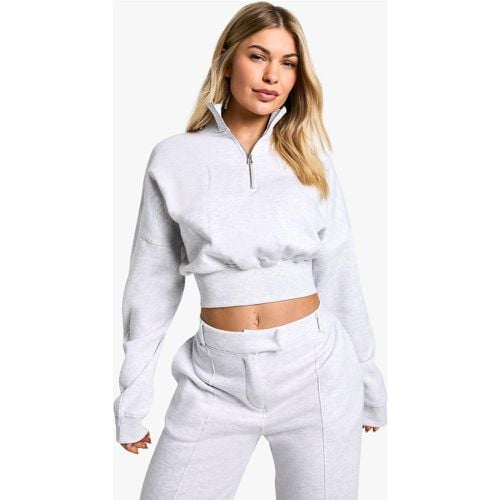 Sudadera Crop Con Cremallera, Gris - boohoo - Modalova