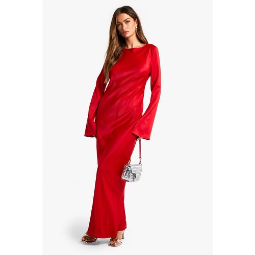 Vestito maxi in raso con colonna - boohoo - Modalova