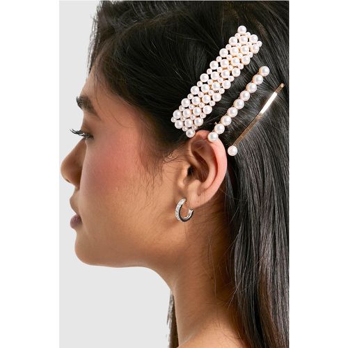 Pinzas Para El Pelo De 3 Piezas Con Perlas - boohoo - Modalova