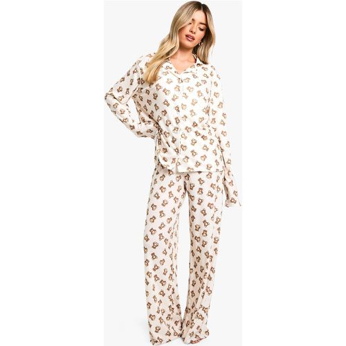 Pijama De Manga Larga Con Estampado De Oso - boohoo - Modalova