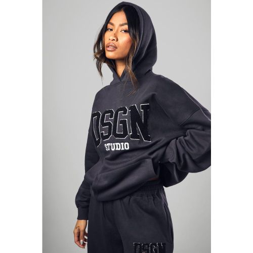 Sudadera Oversize Con Capucha Y Aplique De Felpa Dsgn - boohoo - Modalova