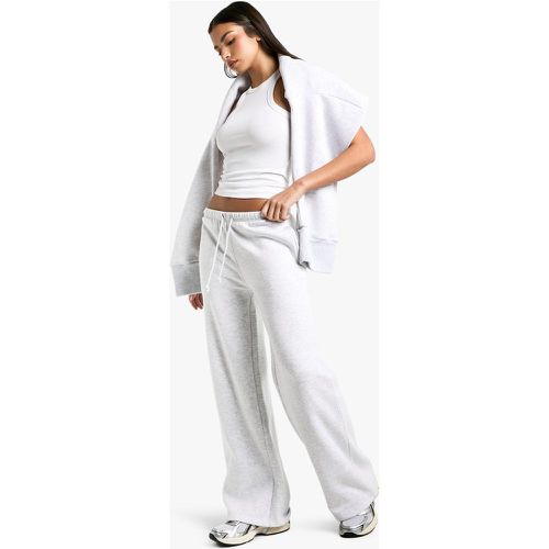 Pantaloni tuta dritti minimali con laccetti a vita media - boohoo - Modalova