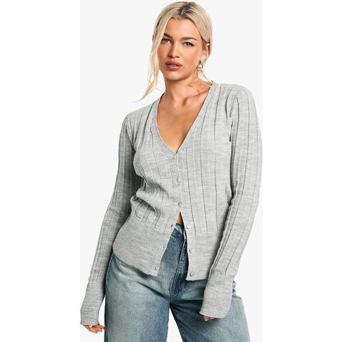 Cardigan in maglia a coste spesse in Lurex - boohoo - Modalova