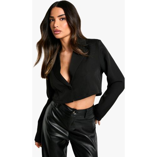 Blazer corto Petite rilassato, Nero - boohoo - Modalova