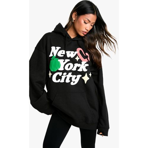 Sudadera Oversize Con Capucha Y Estampado De New York City En Relieve - boohoo - Modalova