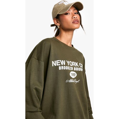 Sudadera Oversize Con Estampado Nyc Brooklyn - boohoo - Modalova