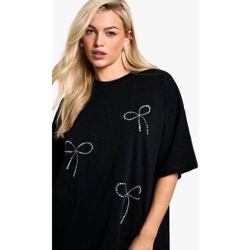 Camiseta Oversize Con Estampado Hotfix Y Lazo - boohoo - Modalova