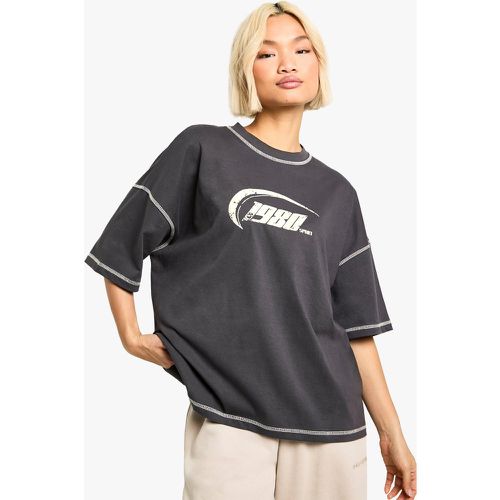 Camiseta Oversize Con Costuras En Contraste 1990 - boohoo - Modalova