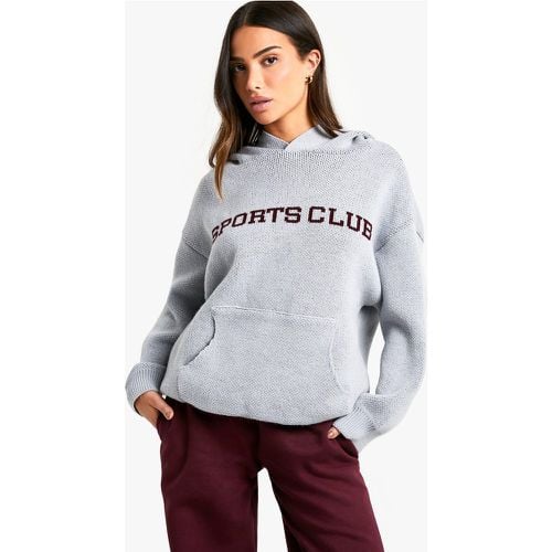 Sudadera Petite De Punto Con Capucha Y Estampado Sports Club - boohoo - Modalova