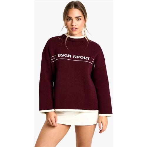 Jersey Petite Oversize De Punto Con Ribete Deportivo Dsgn - boohoo - Modalova