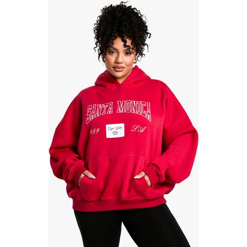 Sudadera Plus Oversize Con Capucha Y Aplique De Santa Monica - boohoo - Modalova