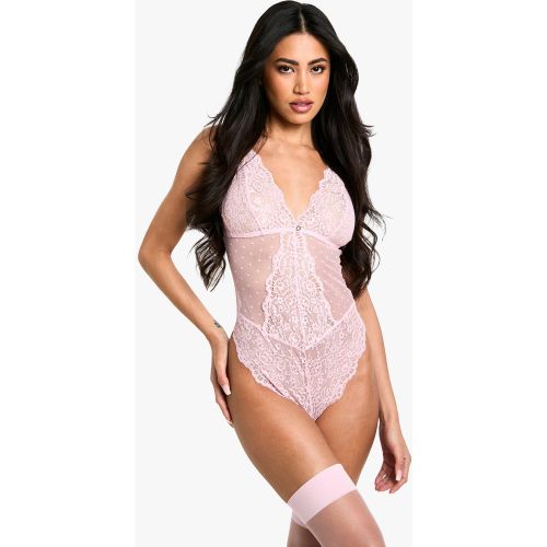 Body De Encaje Con Ribete De Corazón - boohoo - Modalova