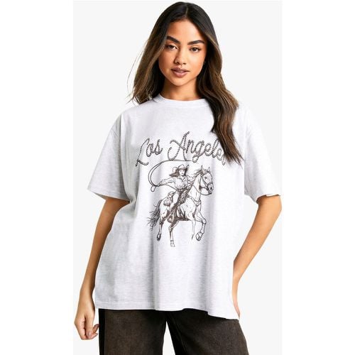 Camiseta Con Eslogan Cowgirl, Gris - boohoo - Modalova