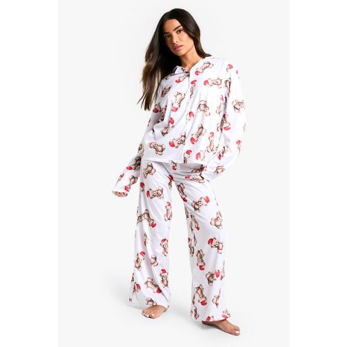 Pijama Petite Navideño Con Estampado De Osito - boohoo - Modalova