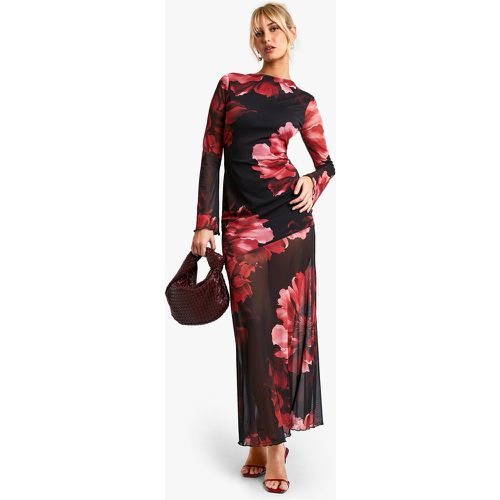 Vestito maxi a fiori con cuciture e cuciture - boohoo - Modalova