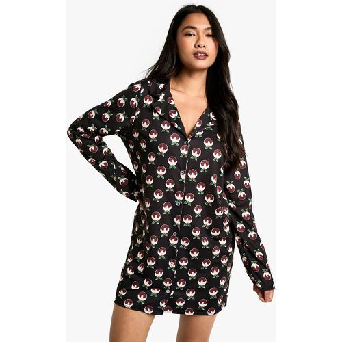 Camisón Navideño De Manga Larga Con Estampado De Pudín - boohoo - Modalova