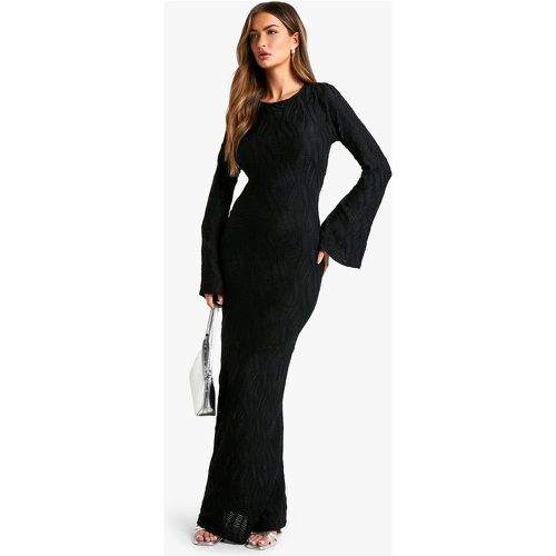 Vestito maxi con trama e maniche svasate - boohoo - Modalova