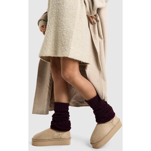 Cable Knit Leg Warmers, Mahogany - boohoo - Modalova