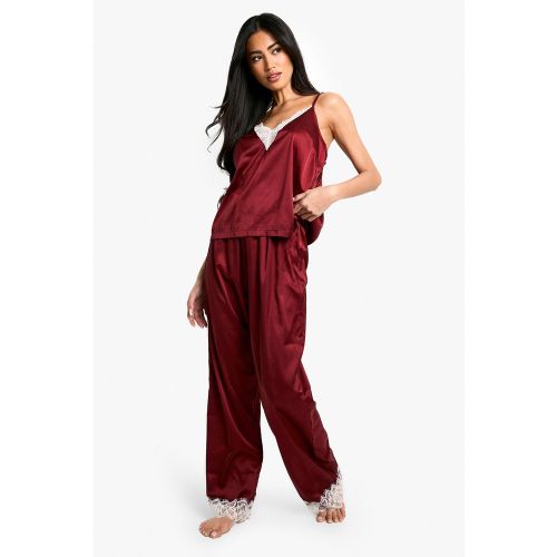 Conjunto De San Valentín De Pantalón Largo Y Camisola Con Ribete De Encaje - boohoo - Modalova