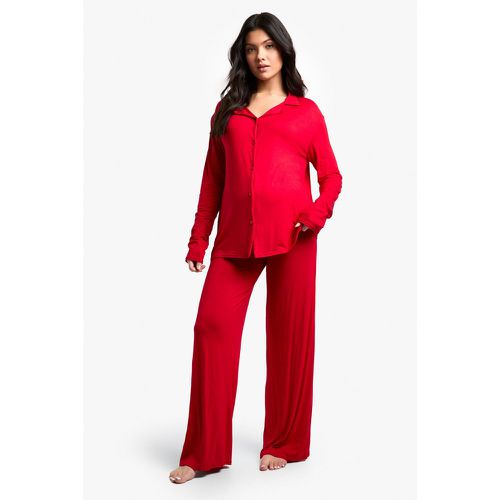 Set pigiama Premaman a maniche lunghe con camicia & pantaloni - boohoo - Modalova