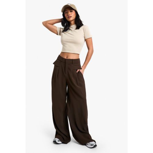 Pantalón Petite De Pernera Ancha Con Cinturón - boohoo - Modalova