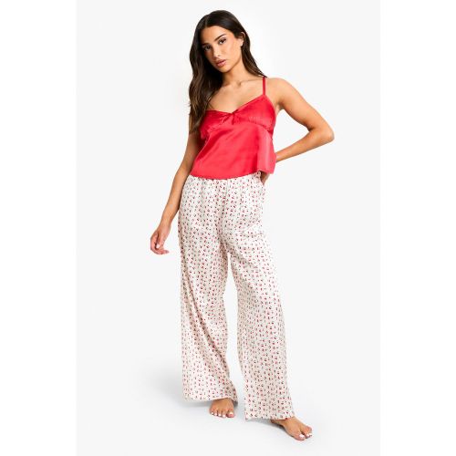 Pijama Petite De Pantalón Largo Y Camisola Con Estampado De Cerezas - boohoo - Modalova