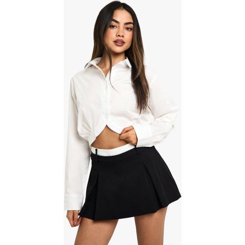 Falda Plisada Con Cintura En Contraste - boohoo - Modalova