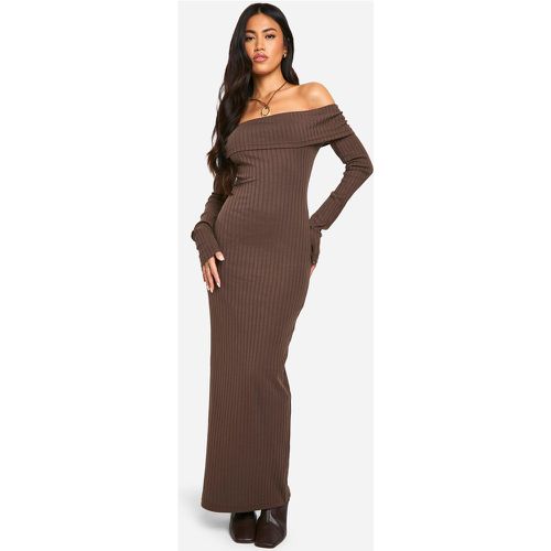 Vestido Maxi De Canalé Ancho Con Escote Bardot - boohoo - Modalova