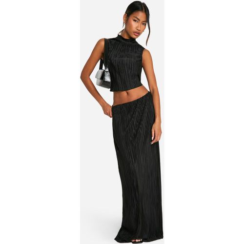 Falda Maxi Plisada, Negro - boohoo - Modalova