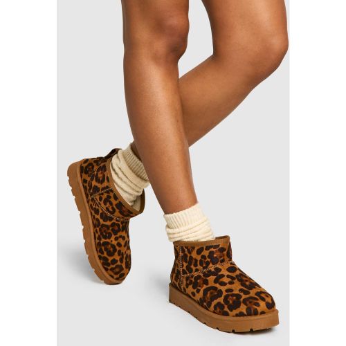 Botas Ultra Mini Cómodas Con Estampado De Leopardo - boohoo - Modalova