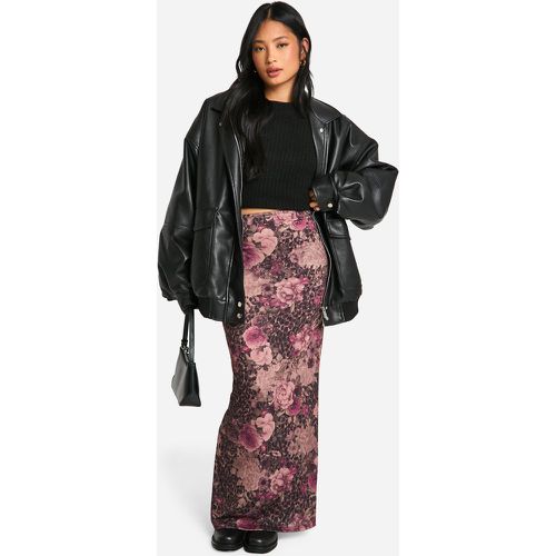 Gonna maxi Petite leopardata a fiori - boohoo - Modalova